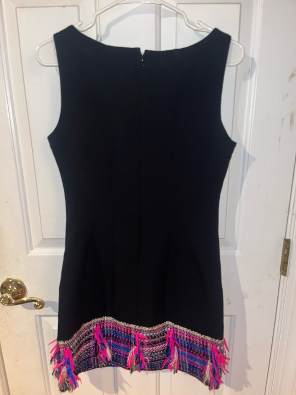 Milly Dress Size 4 Black Sleeveless Pink Blue Trim Made in USA Fully Lined - Picture 6 of 7